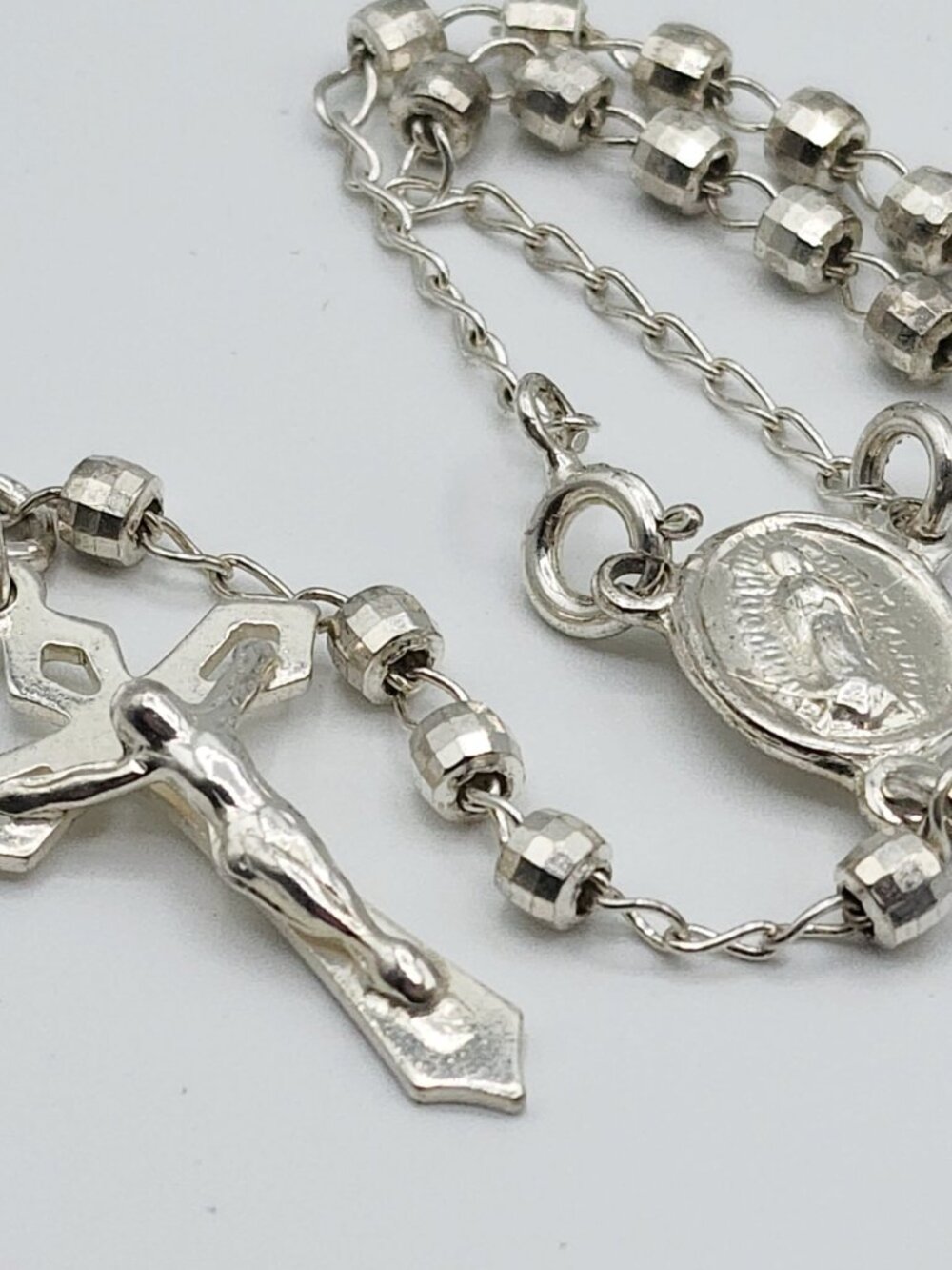 Lady of Guadalupe Sterling Silver 925 Catholic Rosary Beads Necklace Religious